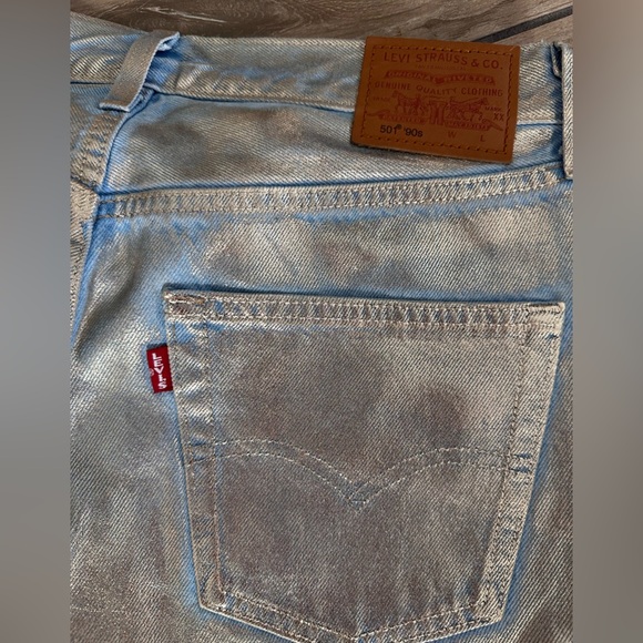 Levi‘S 501 90’s ankle length Metallic Gold jeans - Picture 3 of 5